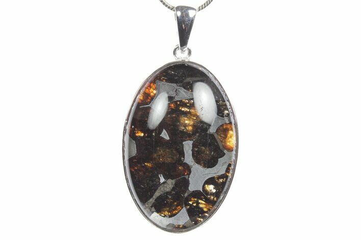 Sericho Pallasite Oval Meteorite Pendant - Kenya #351408